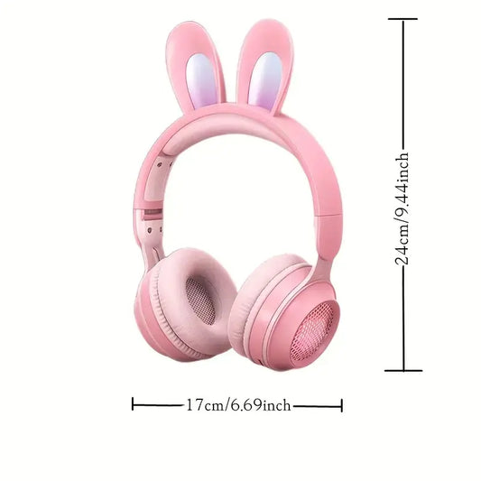 Cute Rabbit Wireless Headphones with RGB LED for Kids